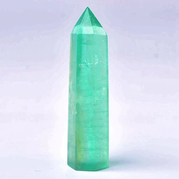 

Natural Crystal Green Fluorite Quartz Point Healing Stone Hexagonal Prisms Energy Stone Obelisk Wand Treatment Stone DIY Gift