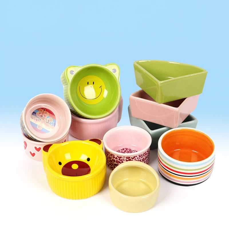 Hamster Ceramic Feeding Bowl Feeding Basin Guinea Pig Chinchilla Hedgehog Small Pet Round Bowl Food Water Feeder