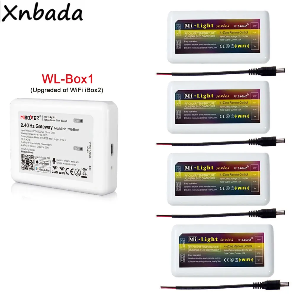 Mi светильник WL-Box1 Led контроллер 2,4G CCT цветовая температура Led диммер контроллер для CW/WW светодиодный светильник DC12-24V