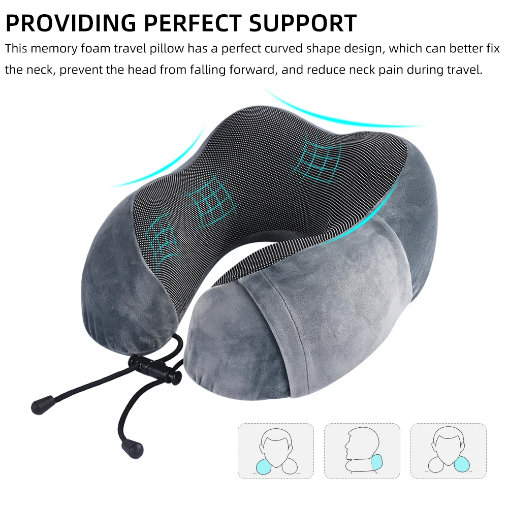 U-образная подушка для путешествий с эффектом памяти, Массажная подушка для шеи, набор для путешествий с 3D масками для глаз, беруши, роскошная сумка
