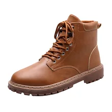 Зимние мужские Ботинки Martin из водонепроницаемой кожи; прогулочная обувь; ботинки в байкерском стиле; Мужская обувь; уличные ботинки; мужские черные ботинки с высоким берцем