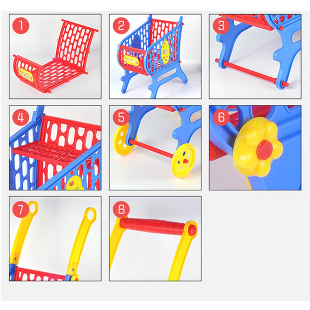 Assembled Supermarket Shopping Cart Playset for 80cm Baby Dolls Kids Toys Gift Assembled Supermarket Shopping Cart Playset for 80cm Baby Dolls Kids Toys Gift