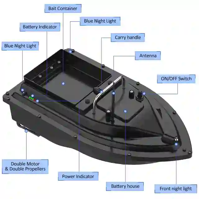 Fishing Bait Boat Gps 12000mah, Gps Remote Control Bait Boat