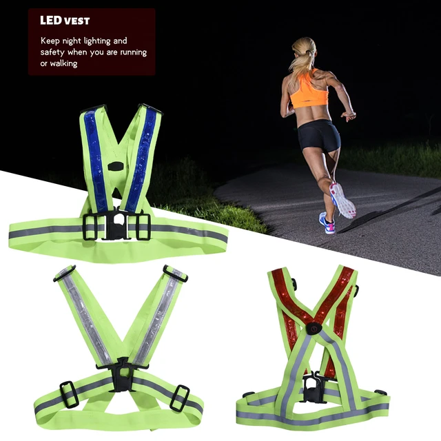 Gilet réfléchissant LED rechargeable par USB, veste de sécurité  réfléchissante haute visibilité, équipement de course, Jogging