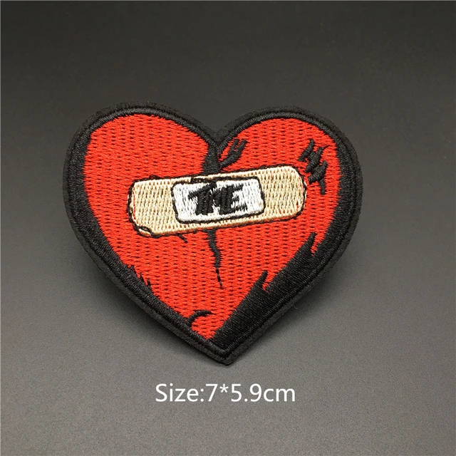 Broken Heart Patch Black Red patch Embroidery Patch Iron On Patches Funny  patch On Clothes Embroidered Ironing Sticker - AliExpress