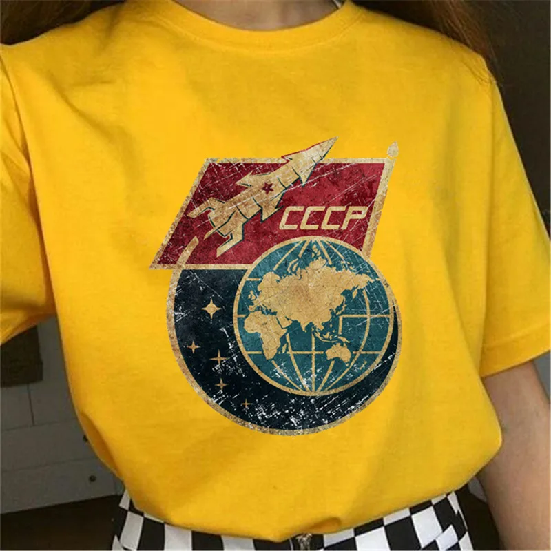 Новая футболка CCCP Flag Space Rocket для женщин размера плюс футболки с коротким рукавом