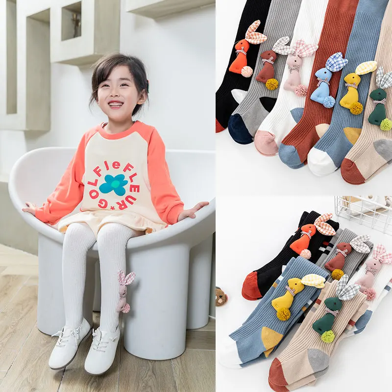 

2020 Spring And Autumn New Style Panty-hose for Kids Cartoon Decoration GIRL'S Leggings Vertical Stripe Baby Panty-hose