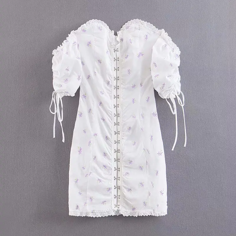 

Western Style 2019 Summer New Style WOMEN'S Dress Versitile Fashion Slimming French Lace Embroidered Small Flower Dress