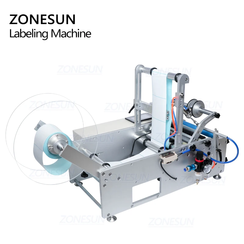 ZONESUN XL-T801 полуавтоматическая изогнутая двухсторонняя банка ПЭТ круглая бутылка для вина, варенья, воды, молока, соковыжималка, этикеточная машина