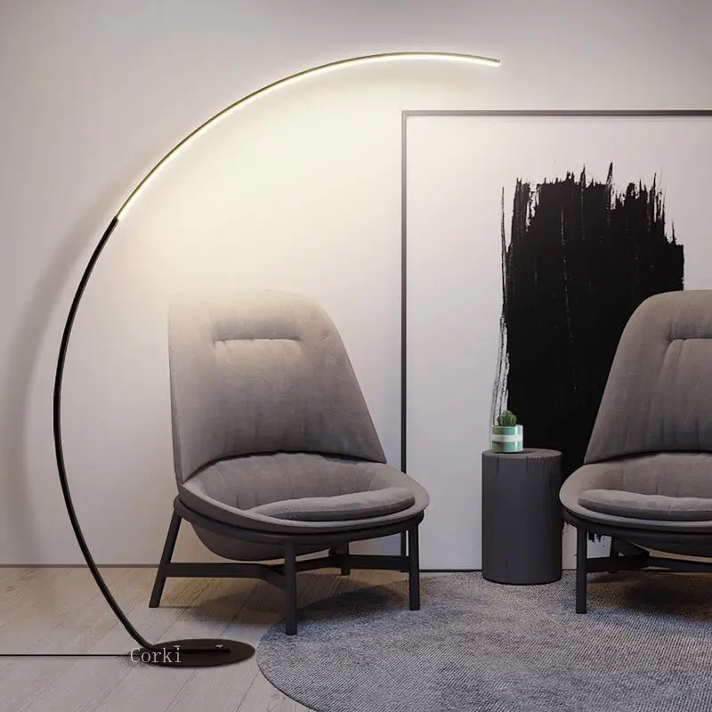 Tanie Nordic kształt łuku lampa podłogowa nowoczesny do salonu sypialnia badania oświetlenie dekoracyjne