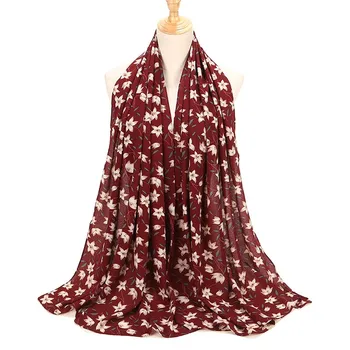 

New bubble chiffon hijab scarf design flower shawls muslim scarves headscarf wraps long scarves