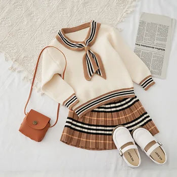 

Girls Sets 2020 New Fashion Western Style Baby Girls Children'S Clothing College Style Princess 2-Piece Sweater Set 2-7 Y
