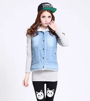 

sleeveless parka women denim outer wear 6110