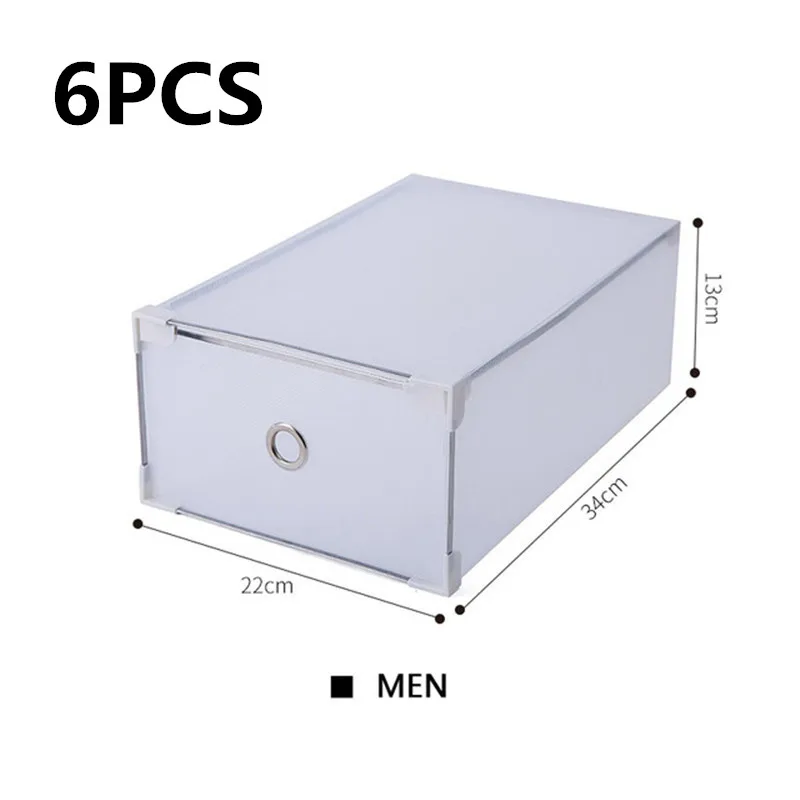 6 шт., пыленепроницаемый ящик, обувные коробки, креативный толстый пластиковый многофункциональный складной ящик для хранения, комбинированный органайзер для обуви для мужчин и женщин - Цвет: Men-6pcs