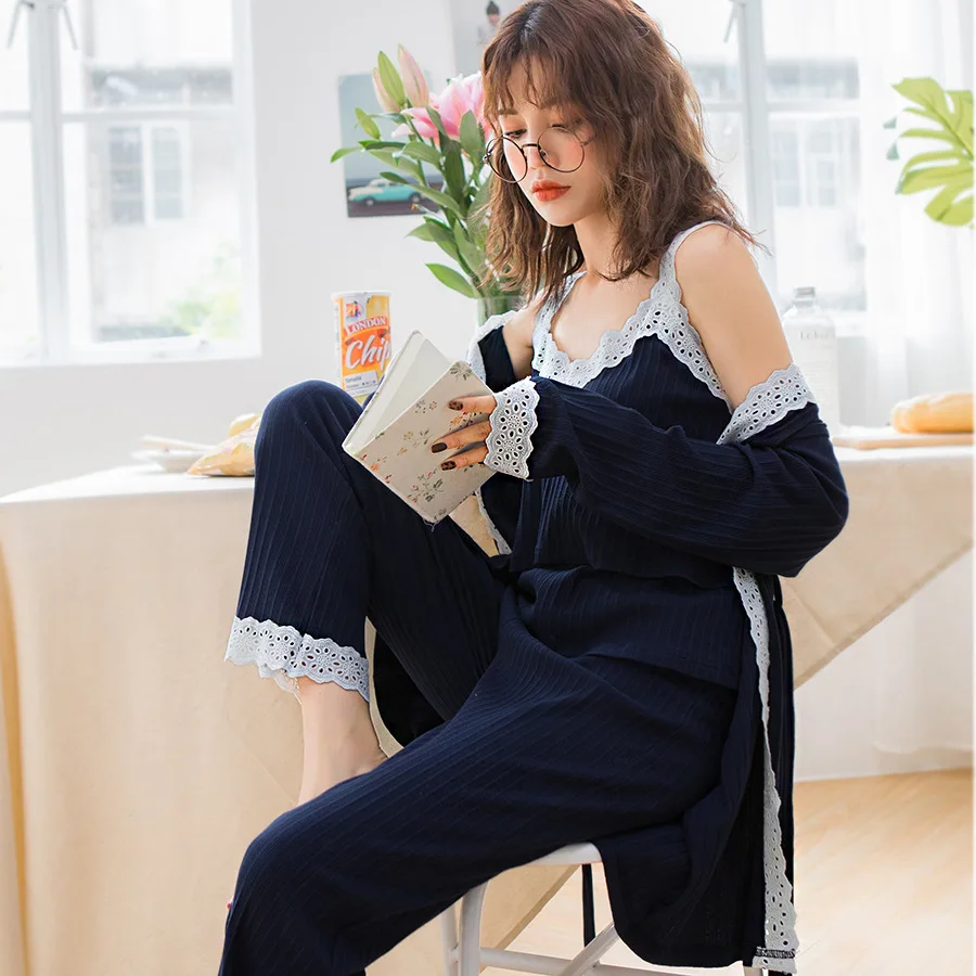 

[Etsuko Mom 1520 "Spring New Style Maternity Clothes Korean-style Pure Cotton Three-piece Set Postpartum Pregnant Women Pajamas