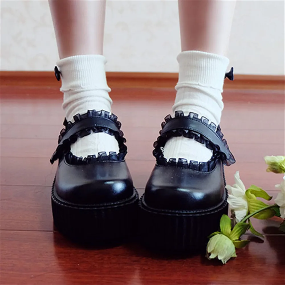 Japanese Women Girlish Lace Platform 