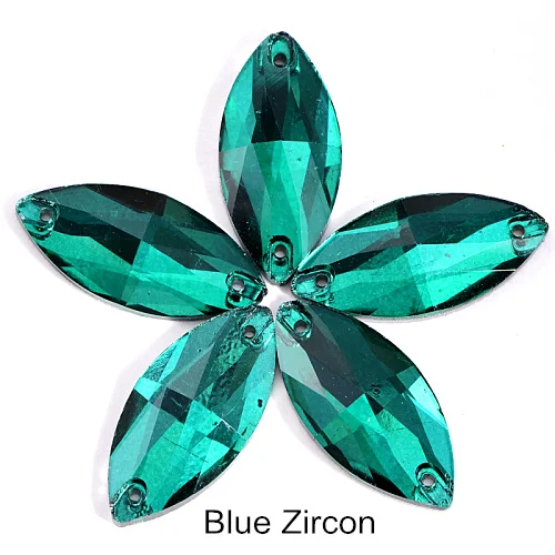 Blue Zircon Лучшие хрустальные стразы в виде конского глаза, много цветов, Стразы для шитья, свадебное платье B1073 - Цвет: Blue Zircon