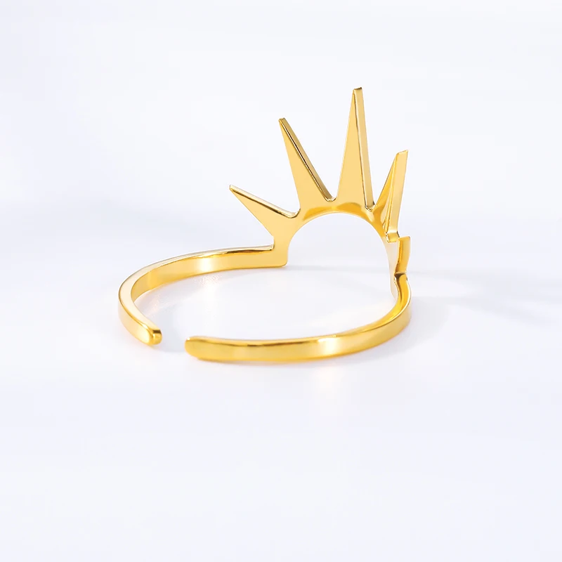 Простой Солнечный луч кольцо из нержавеющей стали панк кольцо отрегулировать ювелирные изделия для женщин золотой цвет открытый цветок подарок для невесты ювелирные изделия