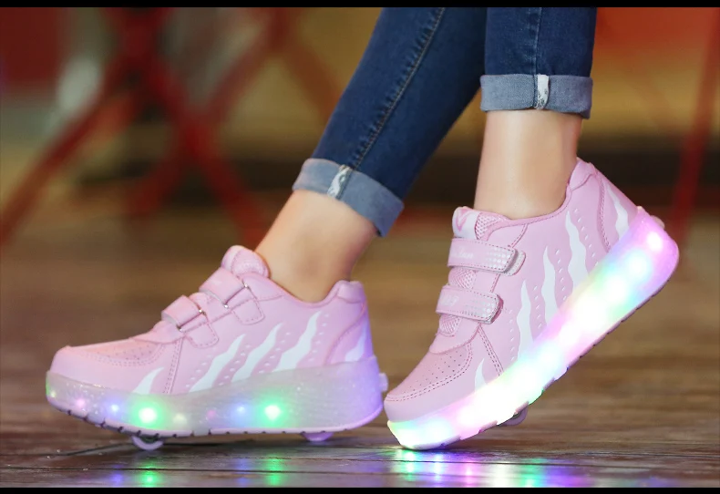 Heelys светодиодный детский ролик детская обувь для скейтбординга Детские колесико для роликовых коньков обувь колеса мальчик роликовые коньки светящиеся туфли со светодиодами