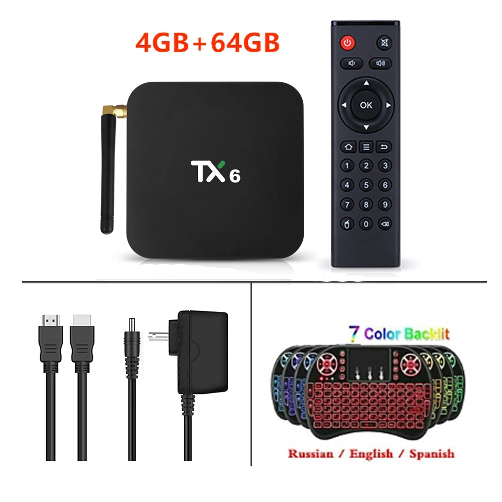 4G64G Add I8 ТВ приставка Android 9,0 Смарт ТВ приставка TX6 Android ТВ приставка 4 Гб ОЗУ 64 Гб Allwinner H6 четырехъядерный USD3.0 2,4G/5 ГГц WiFi 4K ТВ приставка Tanix TX6 - Цвет: 4G64G Add I8