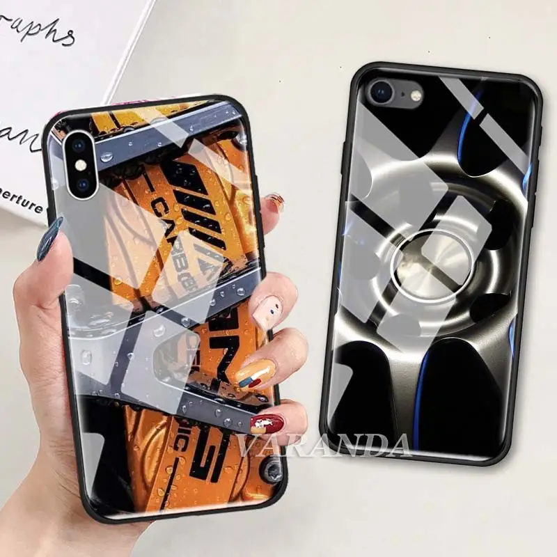 Чехол из закаленного стекла для iPhone 7, 8 Plus, 6, 6s Plus, XS MAX, X, XR, автоспорт, AMG, покрышка, стекло, чехол для телефона