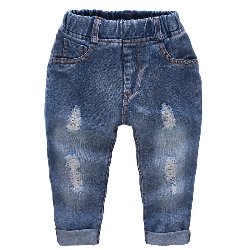 

Little Boy Jeans Long Pants 2018 Autumn Clothing New Style Kindergarten Children Fashion-Style with Holes Jeans