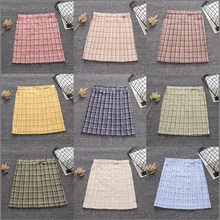 S-XL Harajuku,, высокая талия, а-силуэт, женская мода, летняя, высокая талия, плиссированная юбка, для костюмированной вечеринки, клетчатая юбка, Kawaii, женские юбки