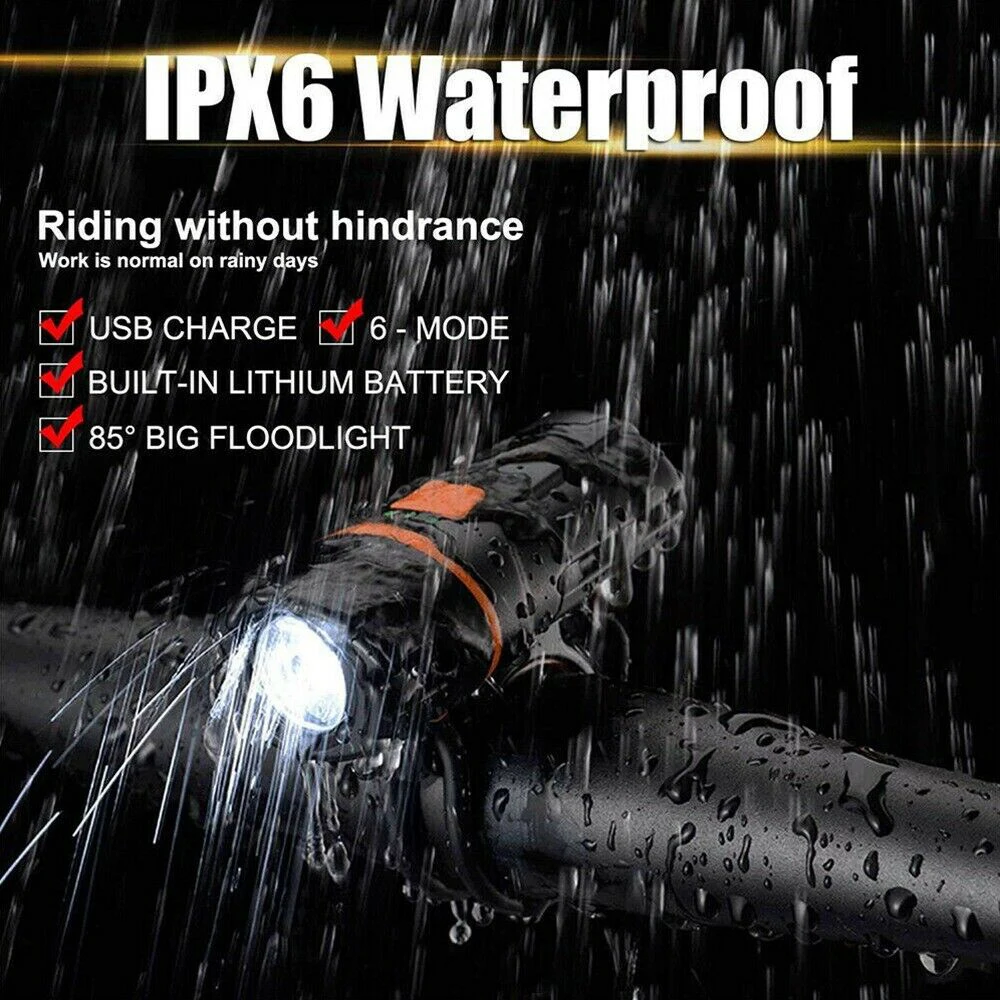 Светодиодный велосипедный светильник IPX6 Водонепроницаемый USB Перезаряжаемые передняя фара для велосипеда светильник флэш-светильник для велосипеда, задний Фонари Велоспорт головной светильник фонарь лампа