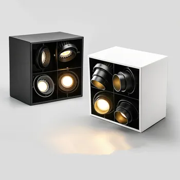 

led surface mounted spotlight 12W20W32W40W four-head square focusing ceiling downlight cob bold light without main light