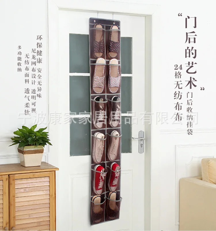 Hot Door Hanging 12 Grid Non-woven Fabrics Storage Hanging Bag Hanging Shoes Organizing Hanging Bag Household Supplies