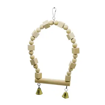 

Wooden Bird Swing Perch Parrot Hanging Toy for Small Sized Birds