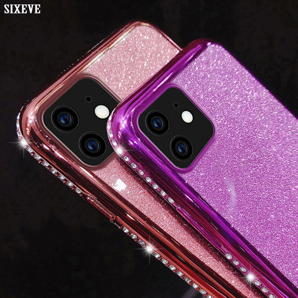 Luxury Rhinestone Glitter Case For iPhone 12 11 Pro Max X XS 6 S 6S 8 7 Plus 11pro Soft Silicone Mobile Phone Cover Shell Bumper