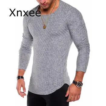 

Plus Size S-3XL Slim Fit Sweater Men Spring Autumn Thin O-Neck Knitted Pullover Men Casual Solid Mens Sweaters Pull Homme