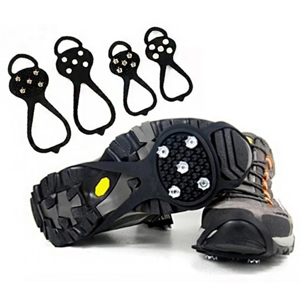 5 Teeth Ice Gripper Spike Cleats Crampons Non-Slip Climbing Shoes Covers 