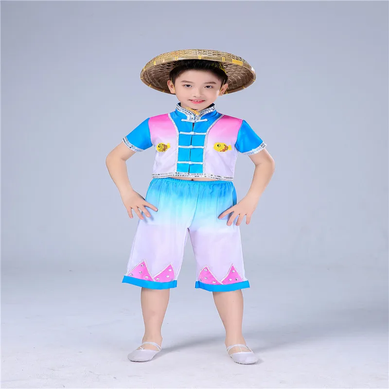 Китайский танцевальный костюм Yangko для сцены Восточный Новый год Yangko танцевальная одежда для вечерние Детские Национальный вентилятор