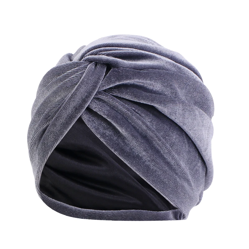 Turbante de estilo giro de terciopelo para mujer, banda elástica de Color sólido, diadema de doble cubierta con satén sedoso, accesorios para el cabello AliExpress