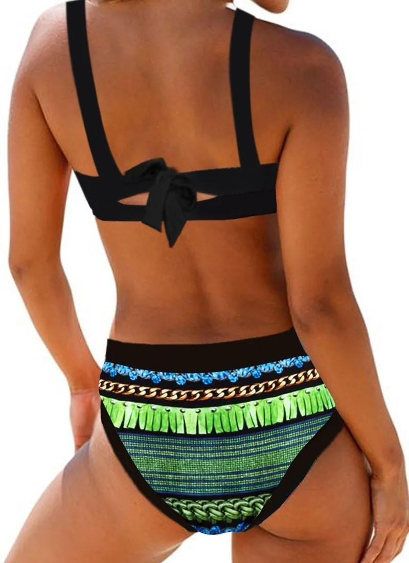 Плюс размер 5XL Новые Бикини mujer женские богемные пуш-ап пляжный бюстгальтер с подкладкой комплект бикини купальник купальники крышка-ups