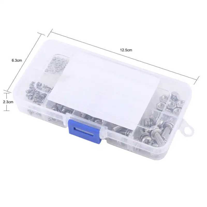 

Hot Sale 160Pcs/Set M2 M2.5 M3 M4 M5 Pan Head Screws Nuts Assortment Kit Stainless Steel Cross Screws Hex Nut Fastener Hardware