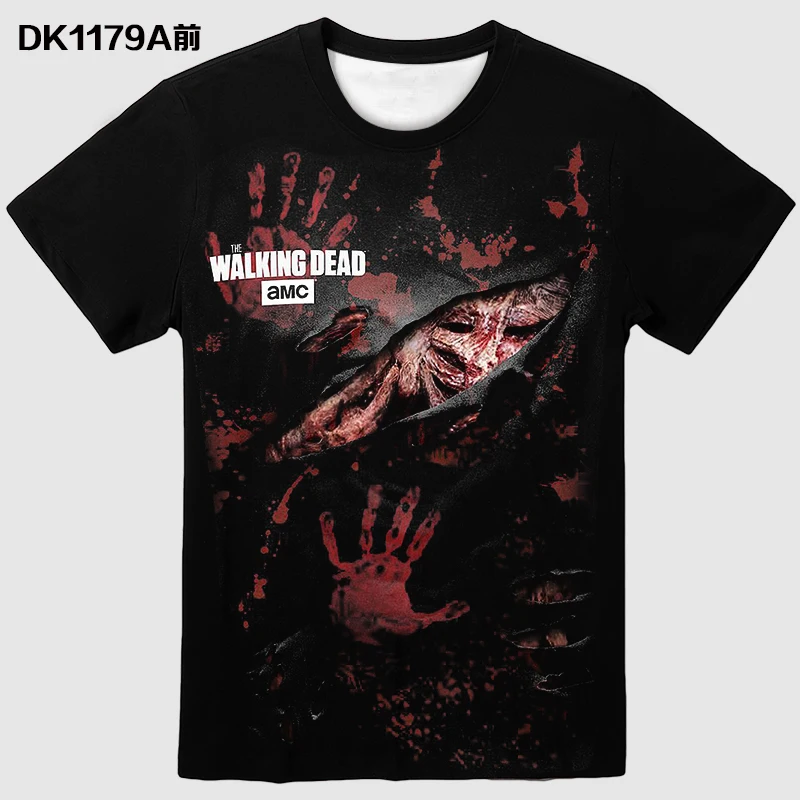 

New Halloween horror T-shirt men's round neck short sleeve streetwear shirt T-shirt casual 3D printed palm map T-shirt Halloween