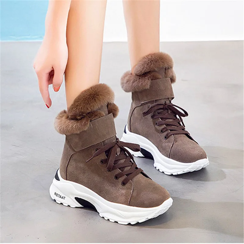Women's Boots New Winter Snow Short Boots For Girls Female Genuine Leather Short Matte Plus Velvet Cotton Shoes B046