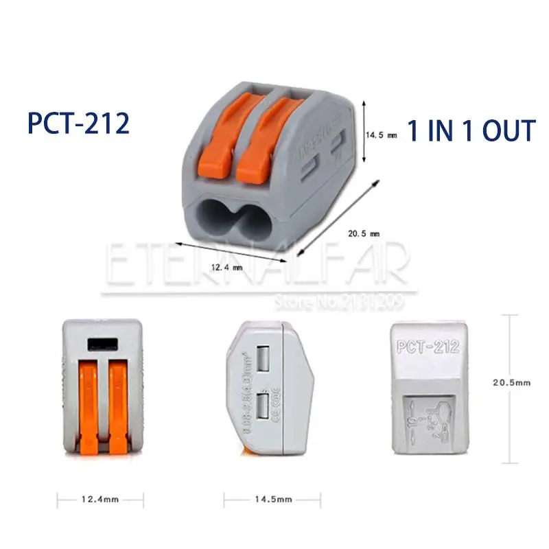 Тип PCT-212 32A 250V 4KV Многофункциональный быстрый соединитель провода 28-12AGW водонепроницаемый BV VR 213 SPL-2 нажимной клеммный блок - Цвет: PCT-212