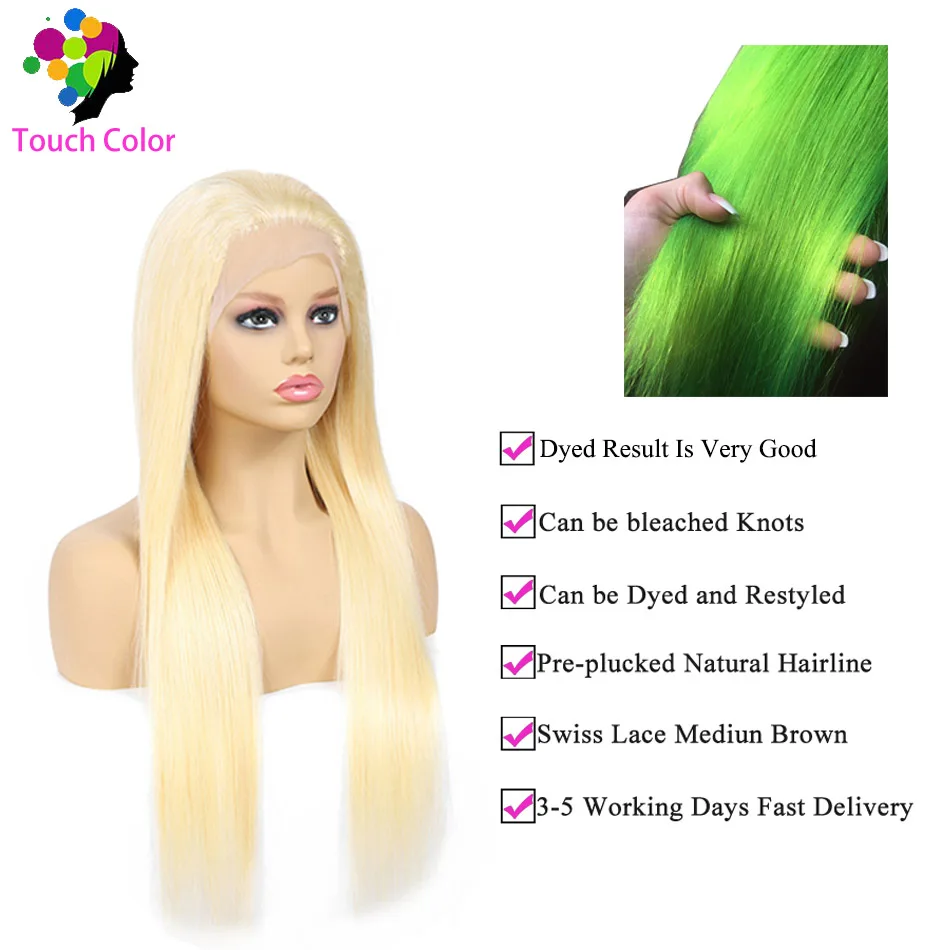 Touch 613 Blonde 4*4 Straight Lace Closure Human Hair Wigs For Black Women 150% Density Brazilian Hair Lace Closure Wigs Remy