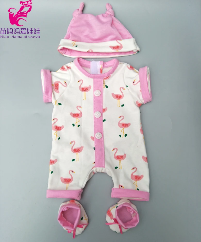 

for 43cm new born baby dolls clothes cute hat flamingo rompers for 17" infant baby doll clothes pants toys clothes