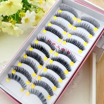 

New YOKPN 10 Pairs False Eyelashes Handmade Natural Thick False Eyelashes Big Eyes Family Portrait Lashes Makeup Tools