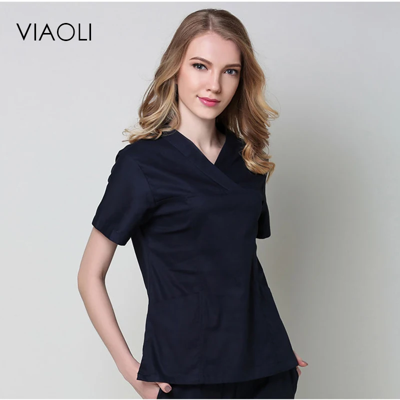 Viaoli, новое хирургическое платье, длинный рукав, хлопок, Раздельный костюм, щетка, платок, для мужчин и женщин, доктора, Хирургическая Одежда, светло-голубой - Цвет: photo3