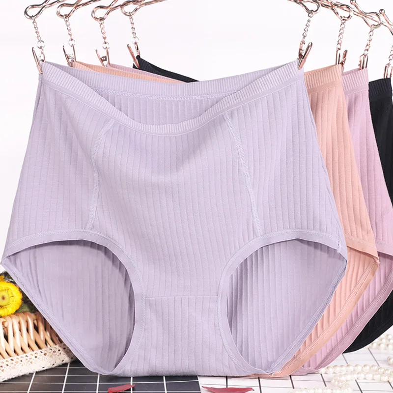 3 шт./компл. большие размеры XL ~ 6XL хлопковые трусы с высокой талией женское нижнее