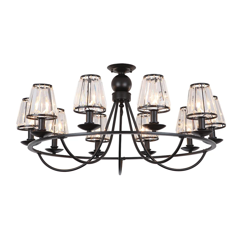 

Nordic Black Chandelier Art Deco Suspended Chandelier Light for Living Room Hotel Loft Bedroom Crystal Ceiling Chandelier