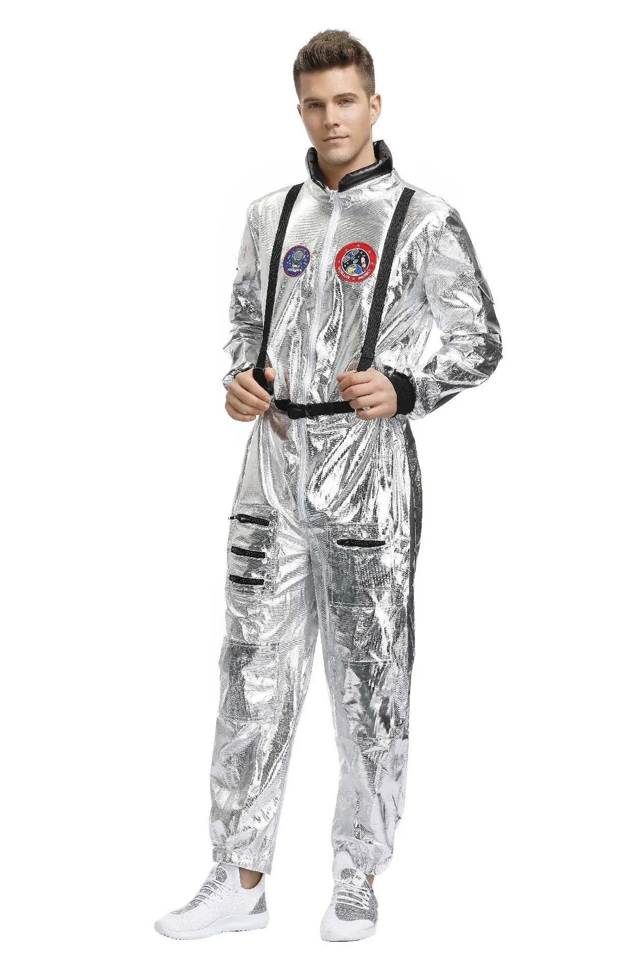 Рождественский комбинезон космонавта для взрослых, косплей на Хэллоуин, вечерние костюмы пилотов, костюм на год, высокое качество, Серебряное украшение