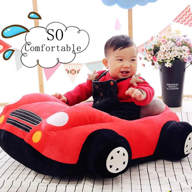 Learning Sit Chair Toddler Cartoon Car-shaped Sofa Baby Cartoon Plush Seat Infant Baby Sitting Chair Support Plush Support Seat