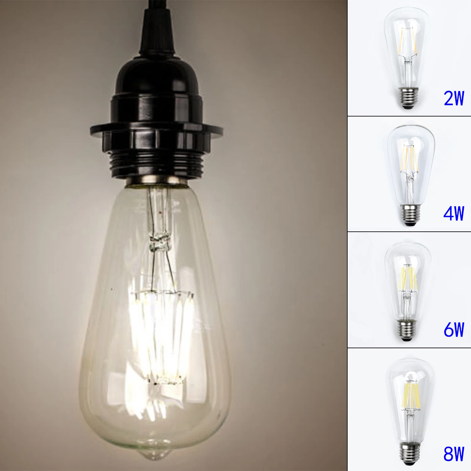 Vintage Style Screw LED Filament Light Bulb For Desk Floor Ceiling Lamps 2-8W